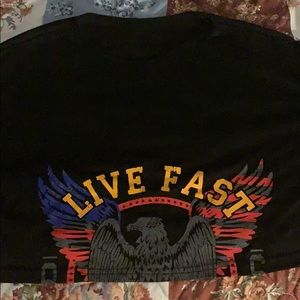 Cropped eagle and letter graphic tee